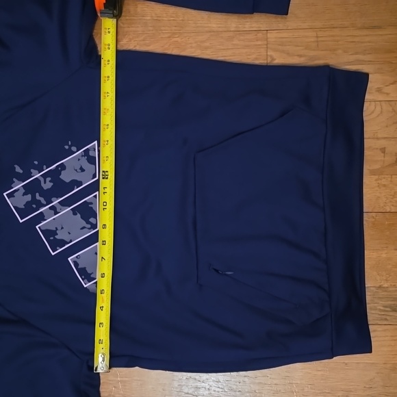 ADIDAS BRAND SIGNATURE MEN'S DARK BLUE HOODED SWEATSHIRT SIZE SMALL - Picture 9 of 15